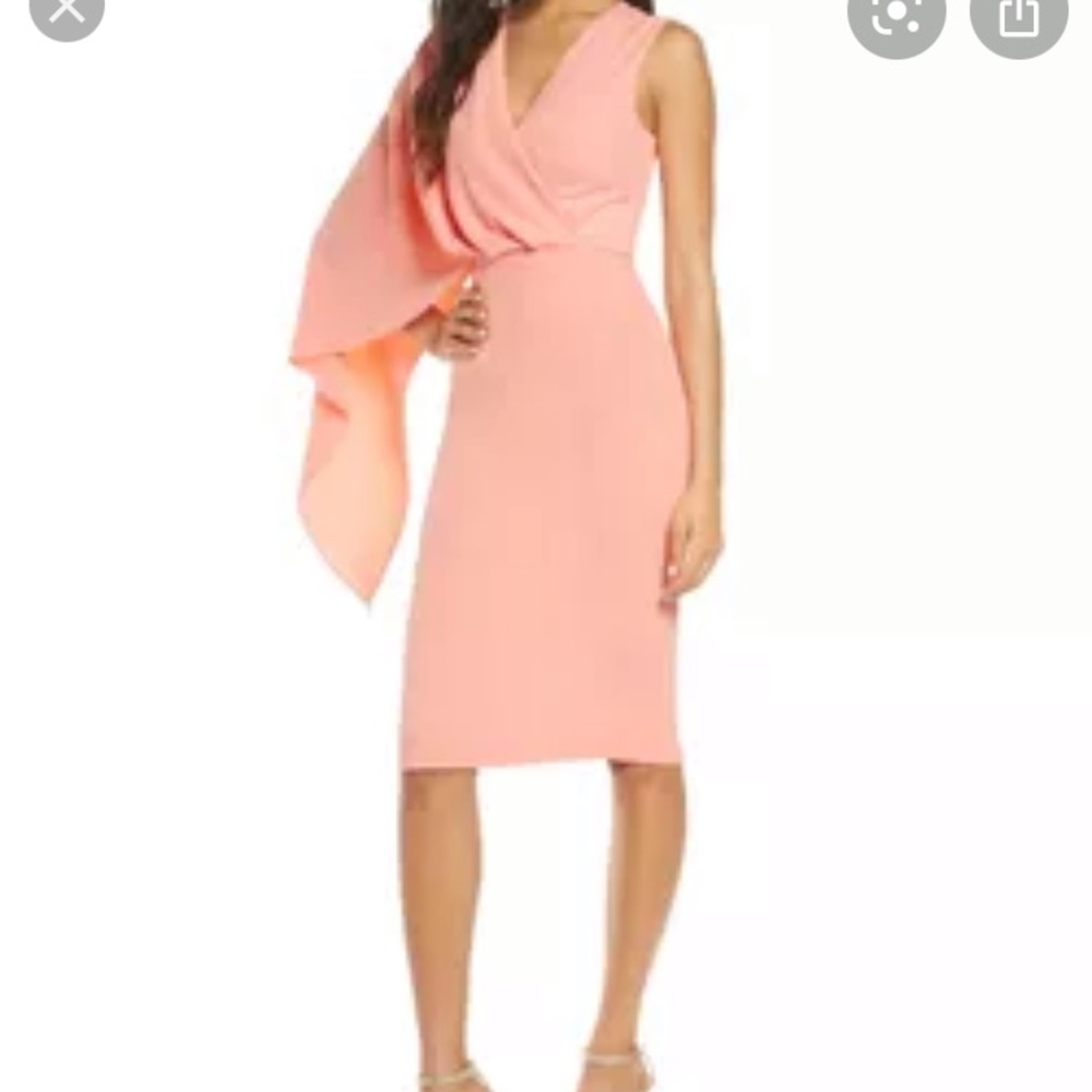 Lavish Alice Peach One-Shoulder Midi Dress
